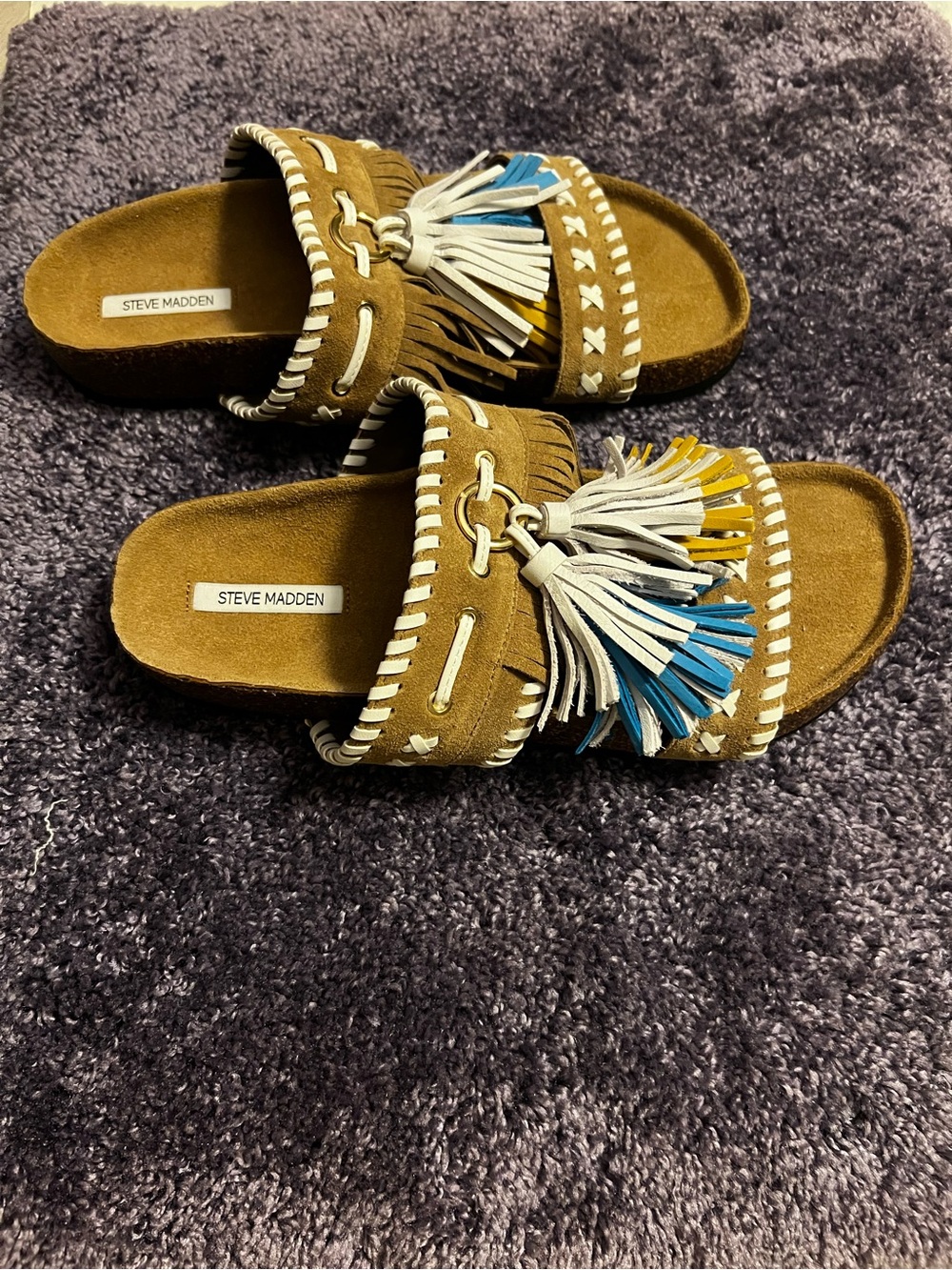 Steve Madden Fringe Woven Sandals-W9- New-Not for wide feet-Super playful